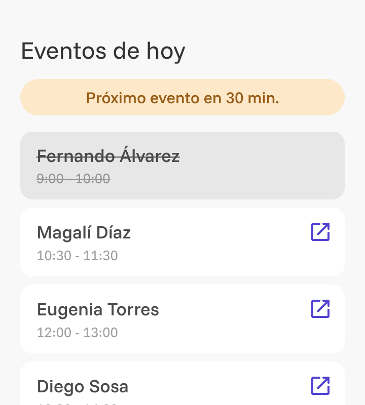 Pulso - Vista de agenda de turnos